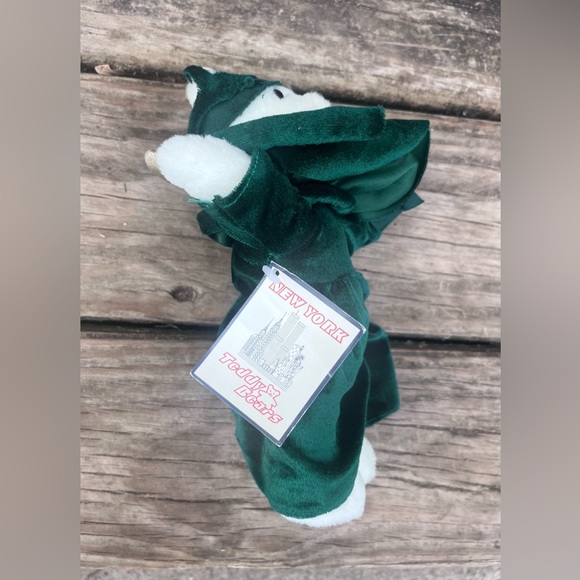 VINTAGE CITY MERCHANDISE STATUE OF LIBERTY POSABLE WHITE TEDDY BEAR W/ CASE BAG - Picture 5 of 14